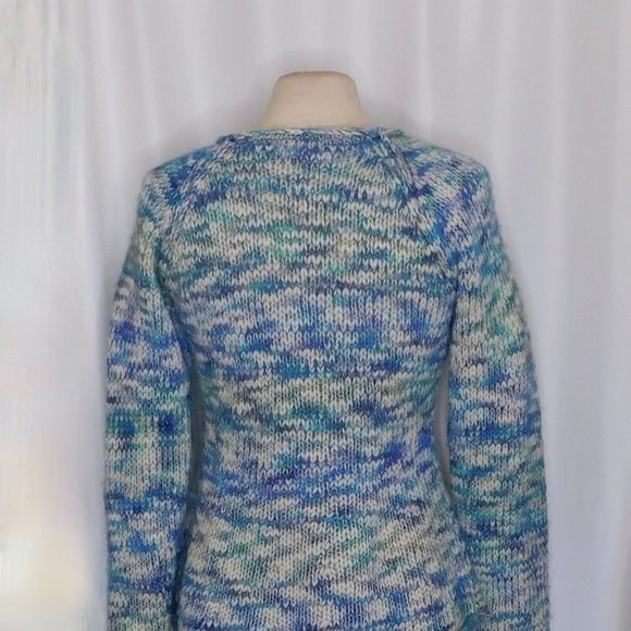 Anthropologie SLEEPING ON SNOW Blue Marled Double Breasted Cardigan Sweater Med - Picture 8 of 11